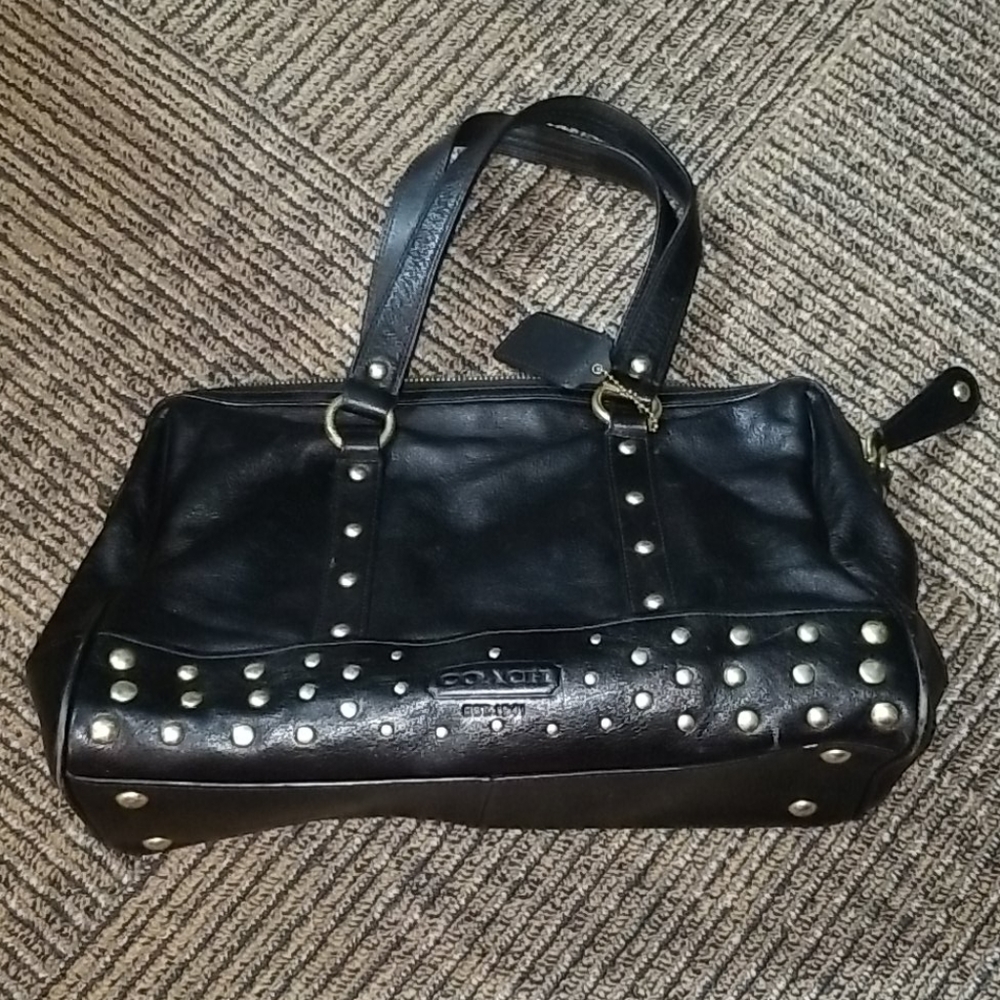Coach Black Leather Studded Bag